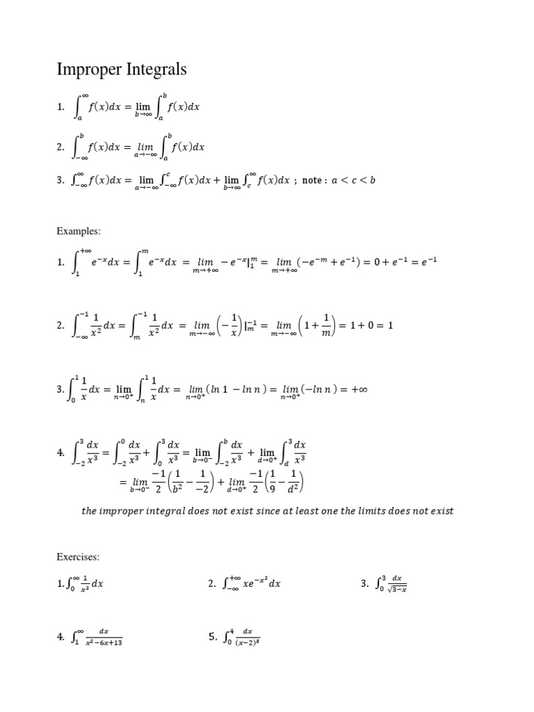 Section 7 4 Improper Integrals