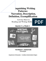 Passed 1657-13-21MELCS DepEd-CAR RO Distinguishing Writing Patterns-Narration, Description, Definition, Exemplification