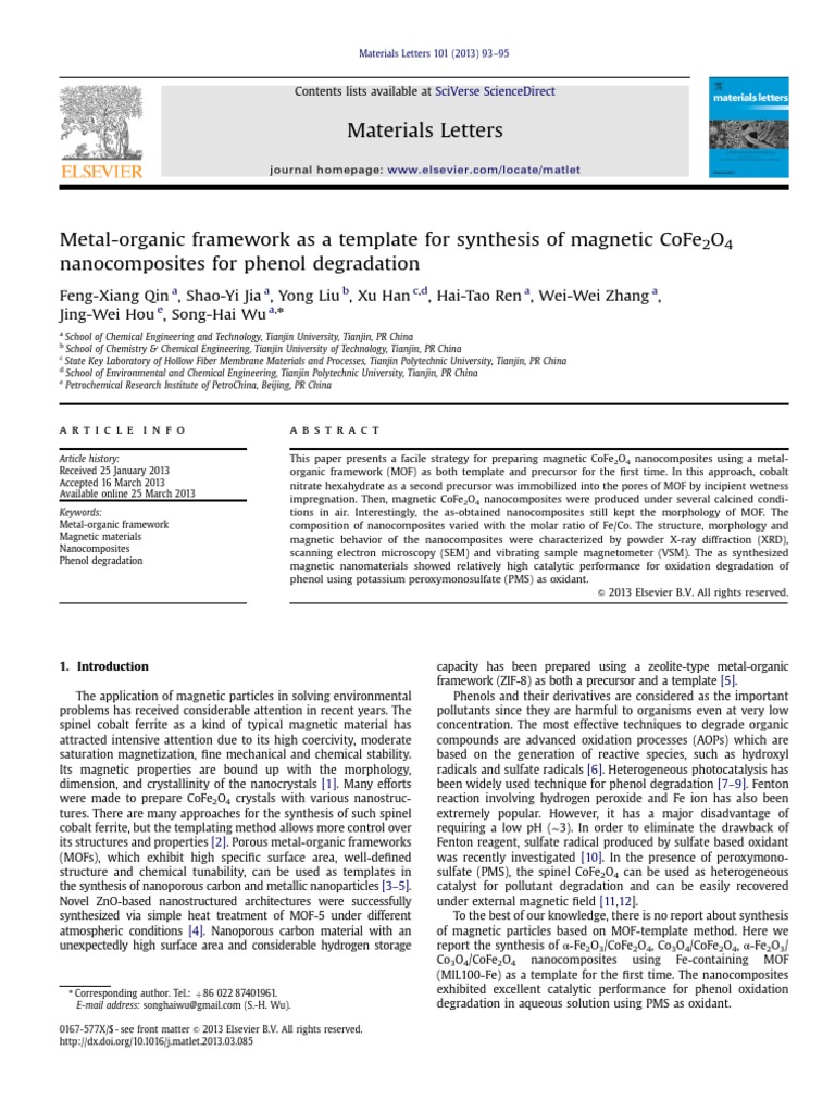 Qin Materials Letters PDF Catalysis