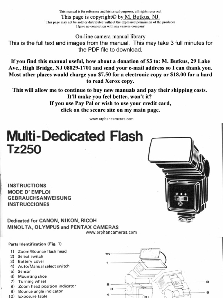 Achiever Multi-Dedicated TZ 250 Flash User Manual | PDF | Film Speed ...