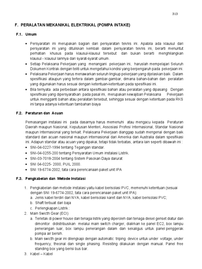 Spesifikasi Pompa Submersible Non-Clogging | PDF