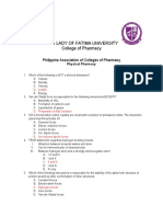 OUR LADY OF FATIMA UNIVERSITY PHYSICAL PHARMACY EXAM