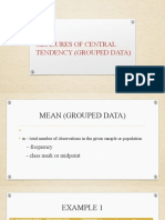 Calculate central tendency measures for grouped data