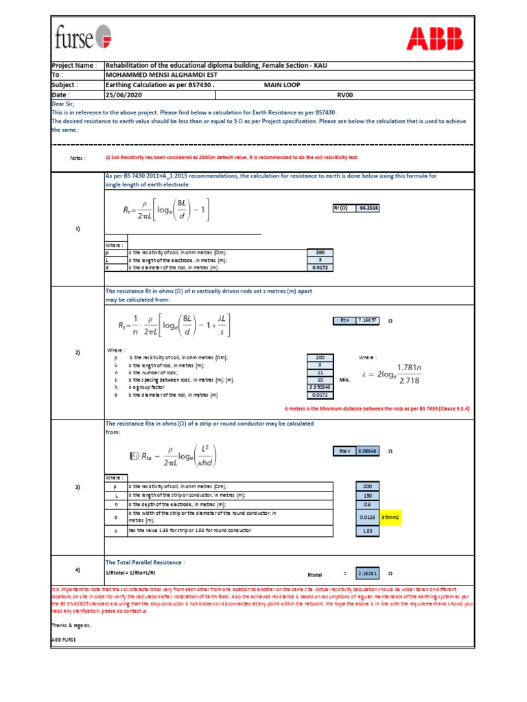 Earthing calculation as per bs7430 main loop rev00 pdf