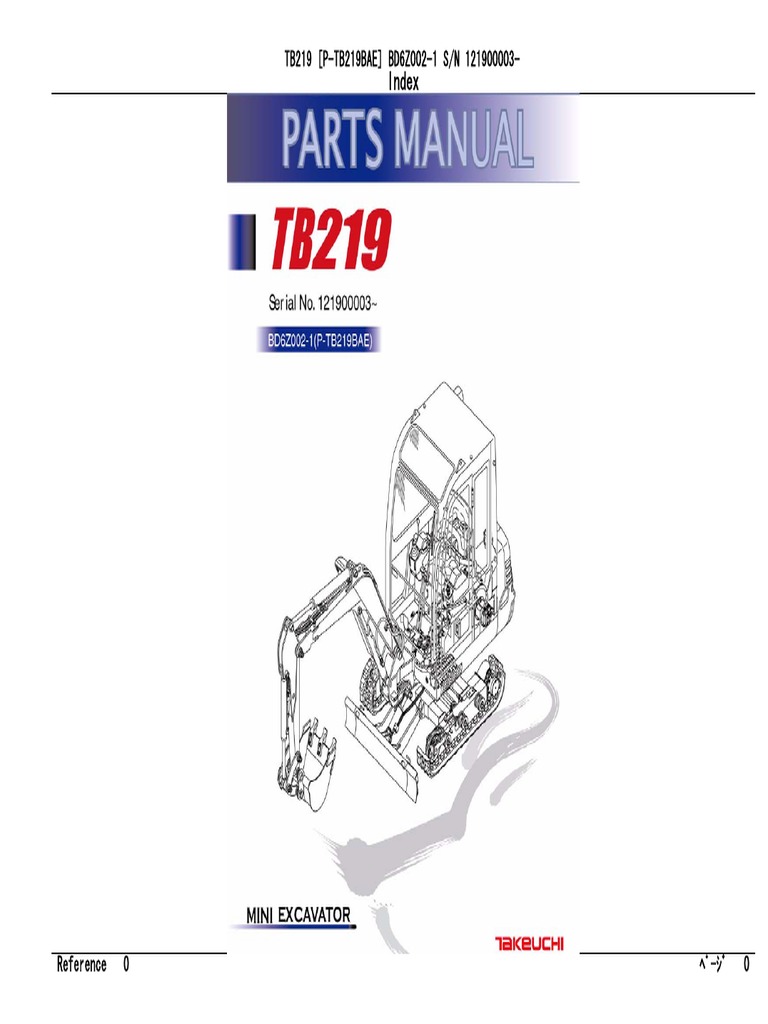Takeuchi TB219 Parts Manual Guide | PDF | Piston | Vehicles