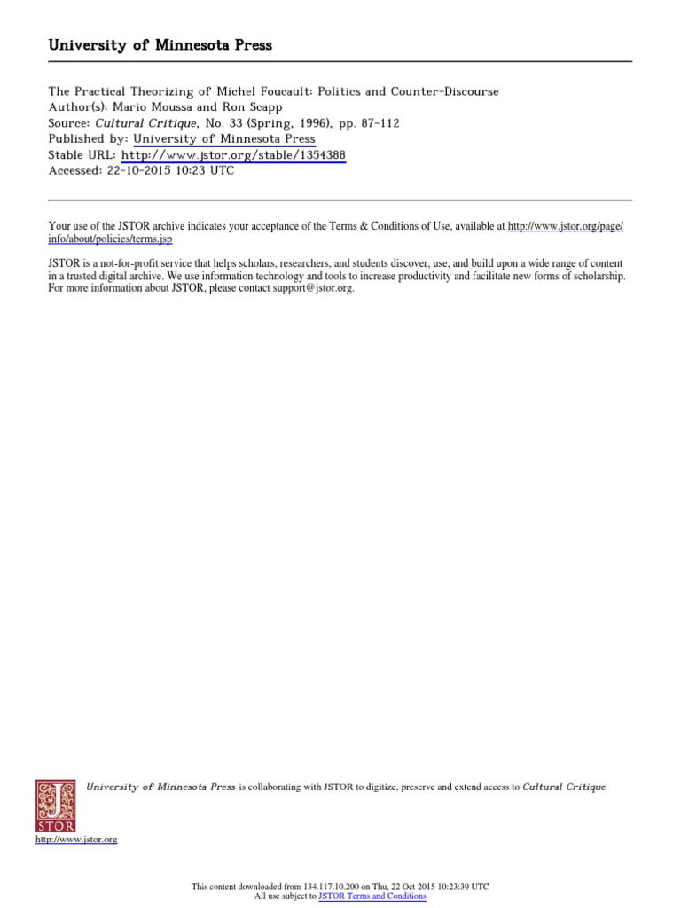 The Practical Theorizing of Michel Foucault. Politics and Counter ...