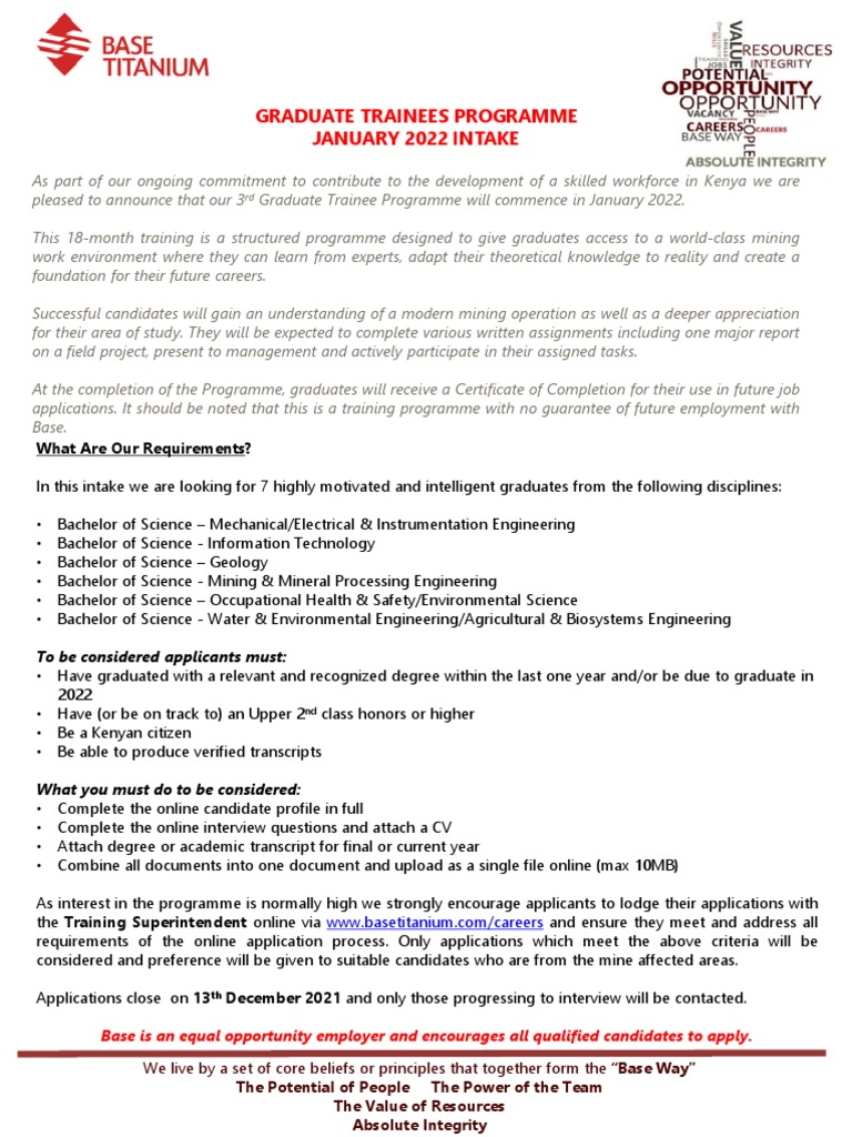 Graduate Trainee Program 2022 Intake | PDF | Science | Engineering