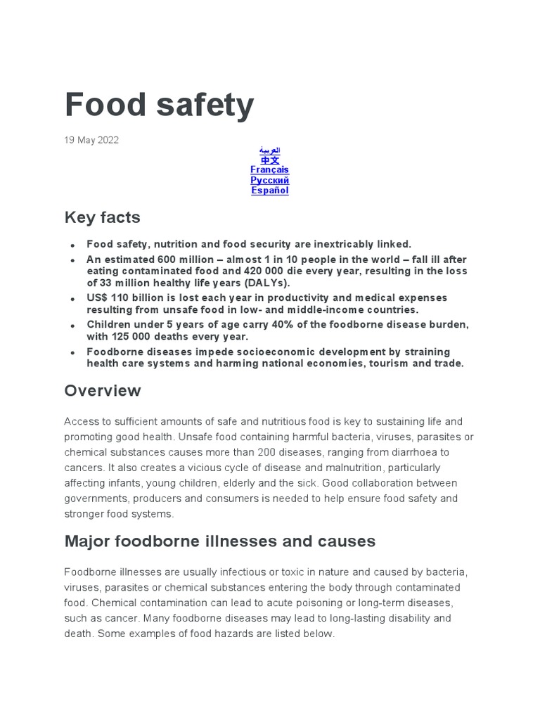Food Safety PDF Foodborne Illness Food Safety