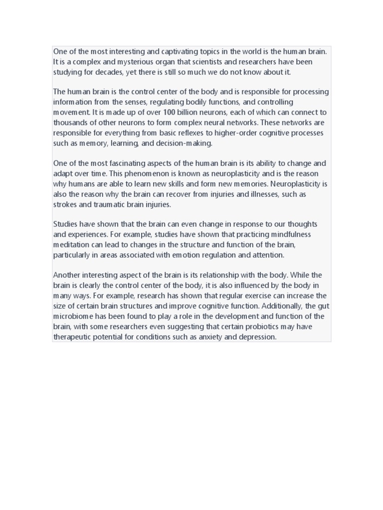 The Fascinating and Mysterious Human Brain: Its Complex Structure