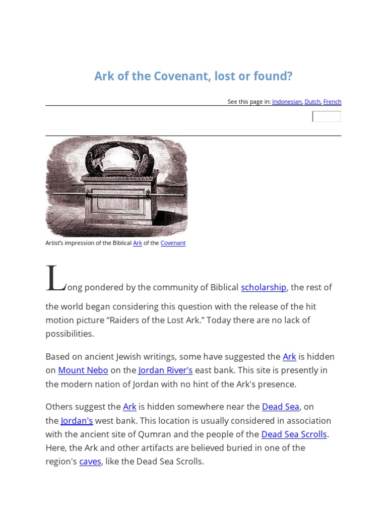 Ark of The Covenant | PDF | Ark Of The Covenant | Queen Of Sheba