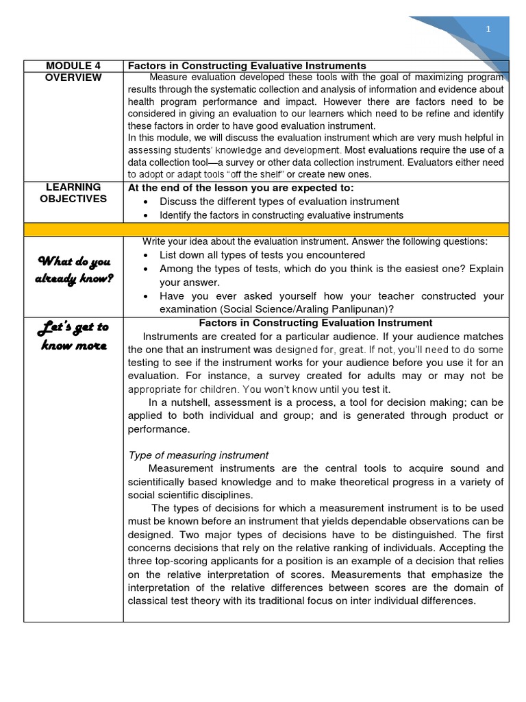 Constructing Effective Evaluation Instruments | PDF | Educational ...