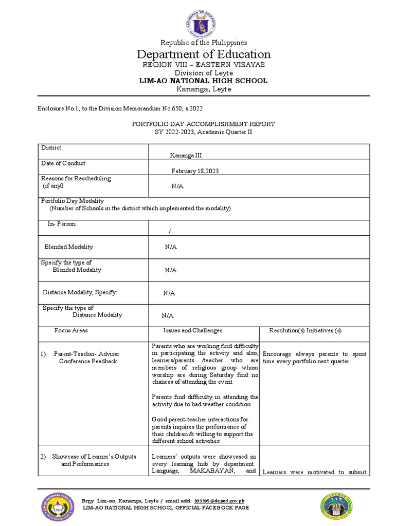 Second Quarter Portfolio Day Feb. 182023 PDF Learning Communication