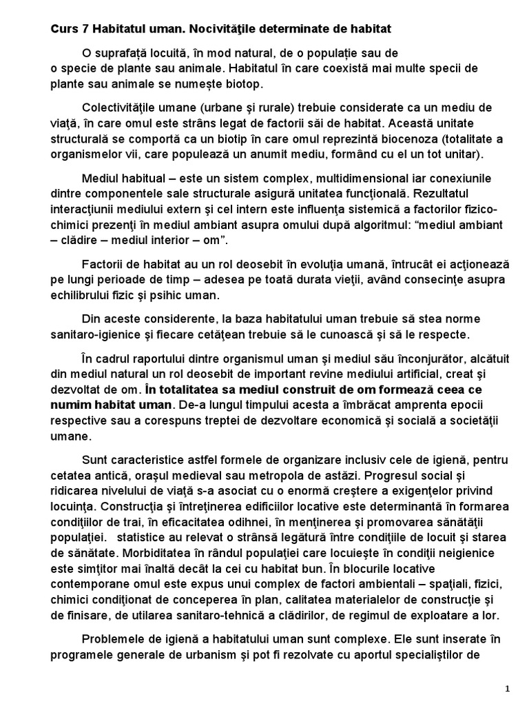 Curs 7 Habitatul Uman | PDF