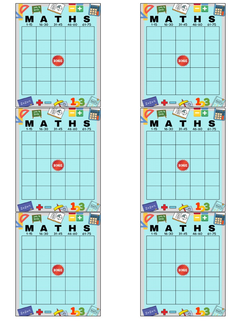 MATHS Bingo | PDF