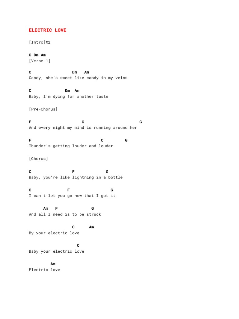 Electric Love PDF Song Structure Songs