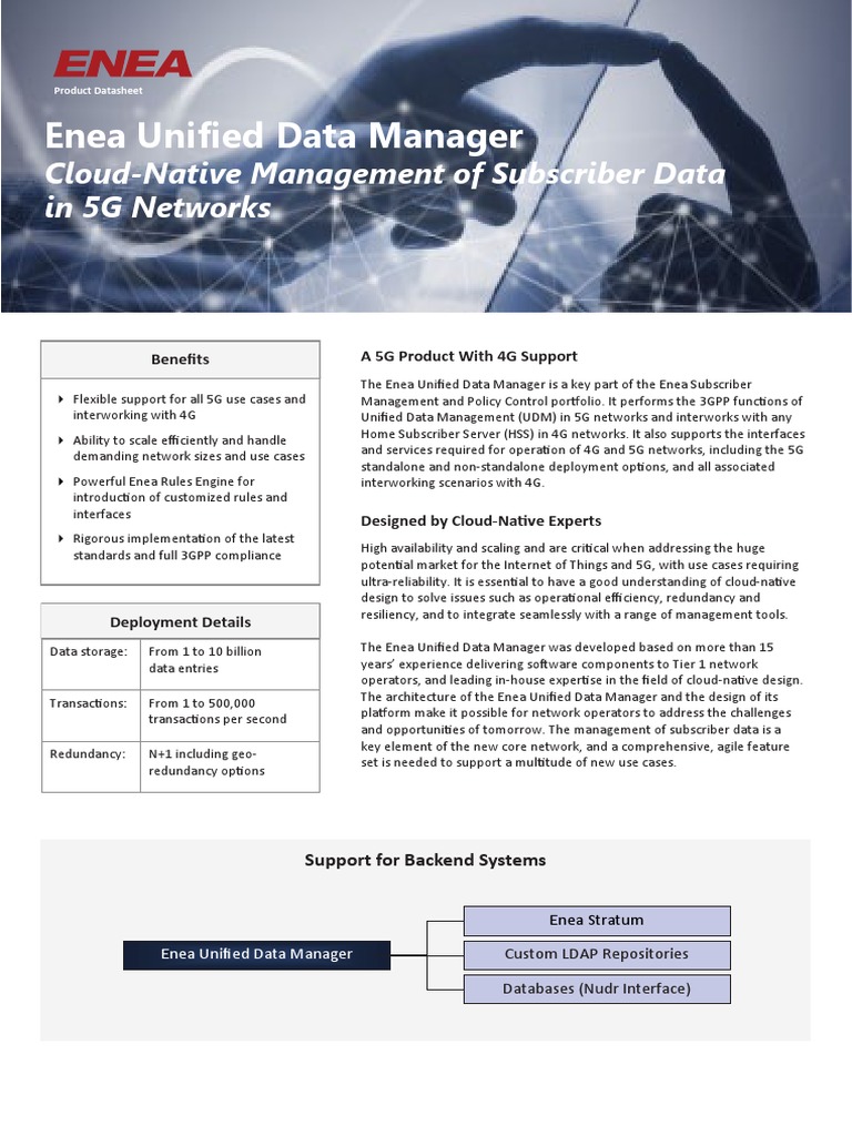 Enea Unified Data Manager Udm | PDF | Computer Network | Cloud Computing