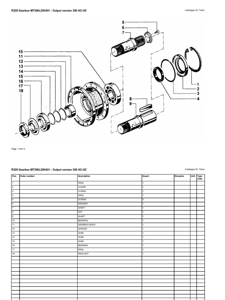 R329 Gearbox MT306L200A01 - Output Version 306 HC-HZ | PDF