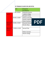 Horario Trabajo Clases On Line 2021