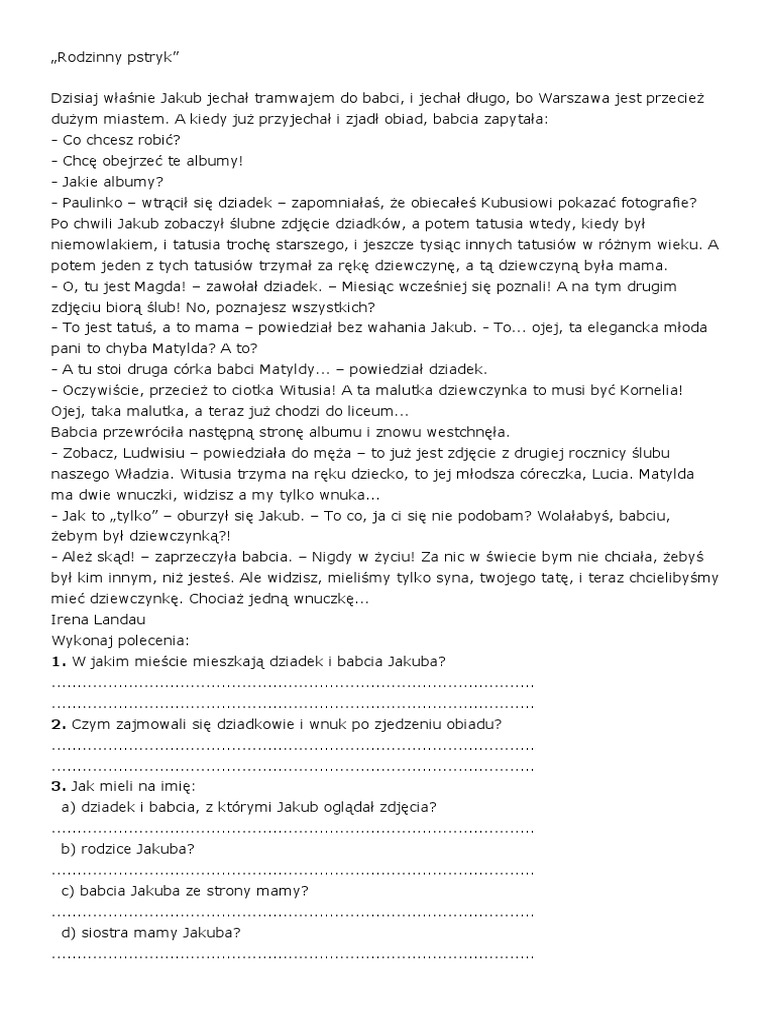 Czytanie Tekstu Ze Zrozumieniem Klasa 3