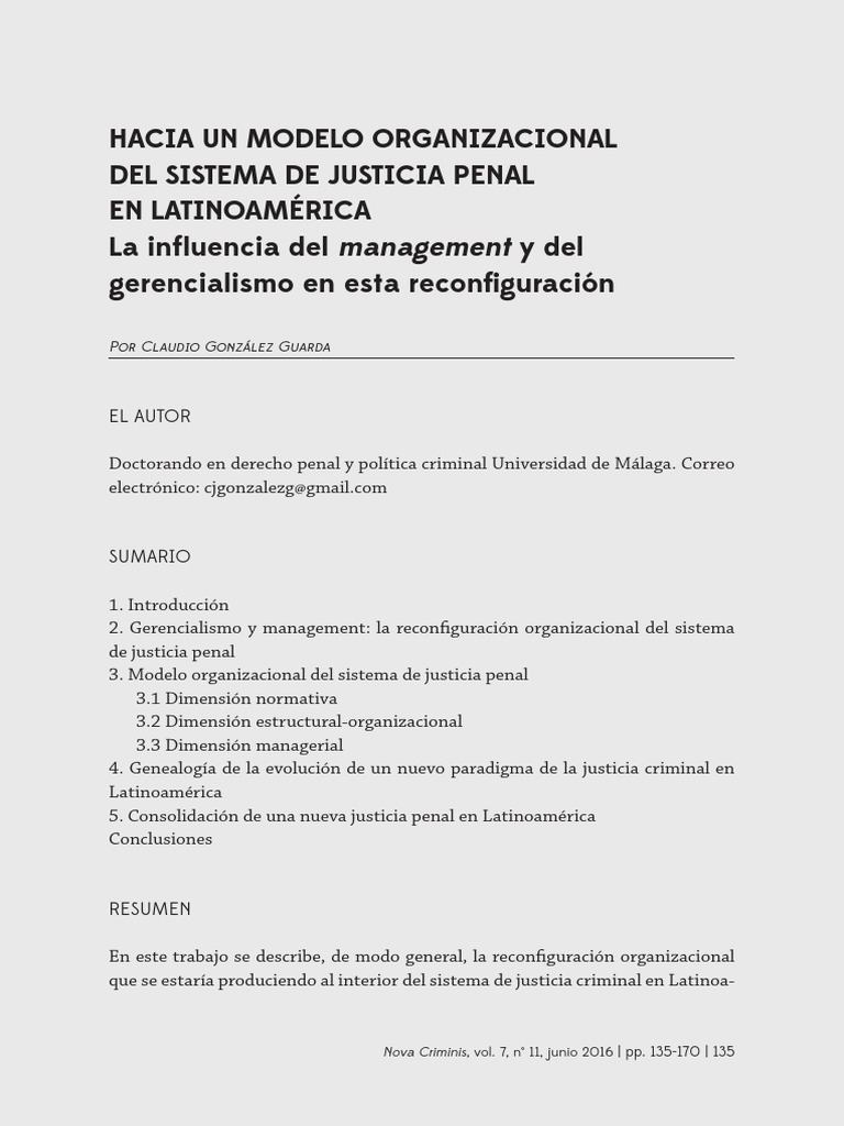 Modelo Organizacional de Justicia Penal en LATAM | PDF | Derecho penal ...