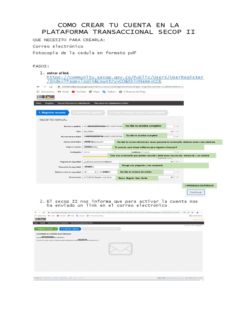 Crear cuenta en SECOP II para personas naturales | PDF