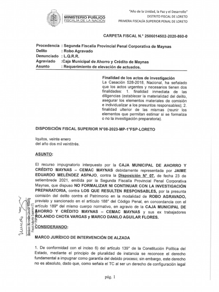 Fiscal Superior Ordena Revocar Archivo | PDF