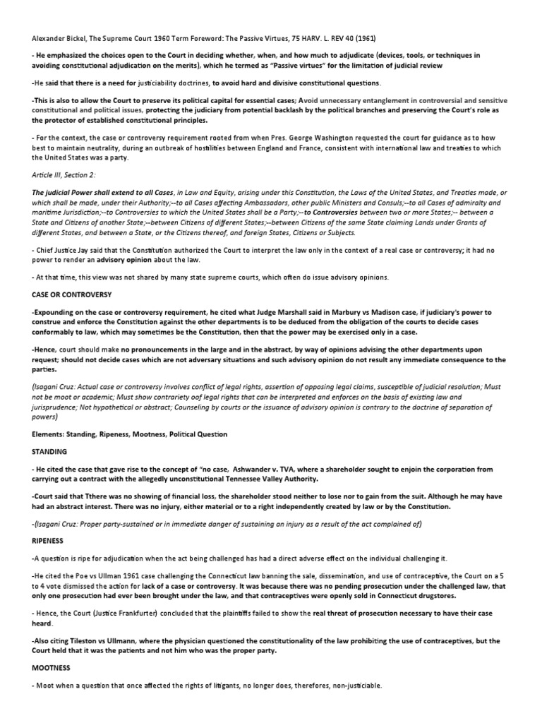 Consti Law 2 Cases PDF Case Or Controversy Clause Mootness