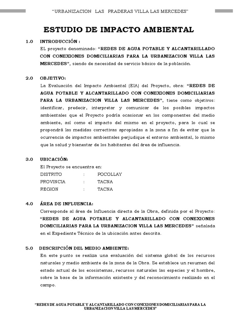 Estudio de Impacto Ambiental | PDF
