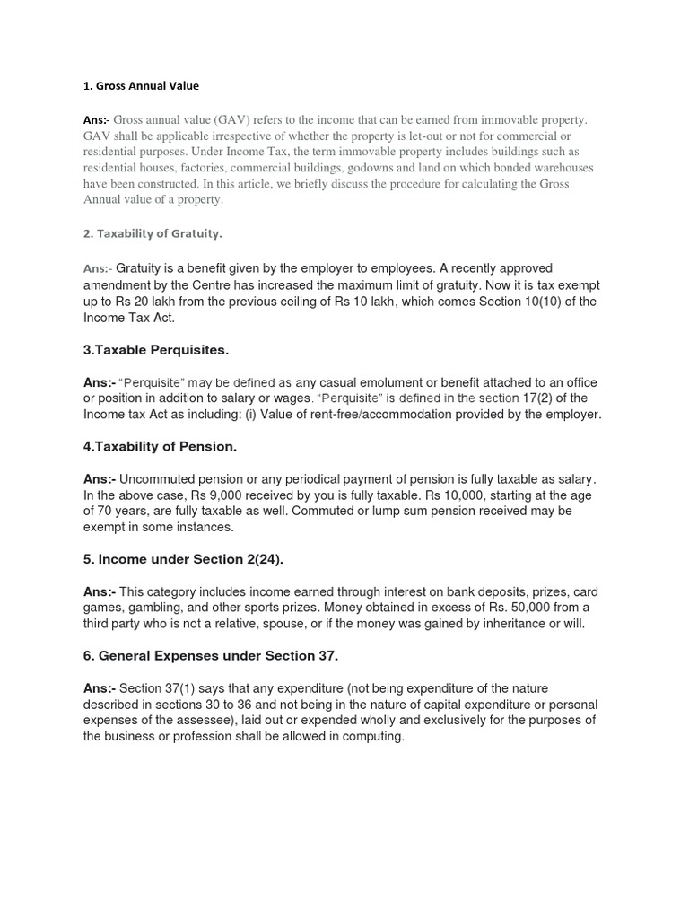 Tax Short Note | PDF