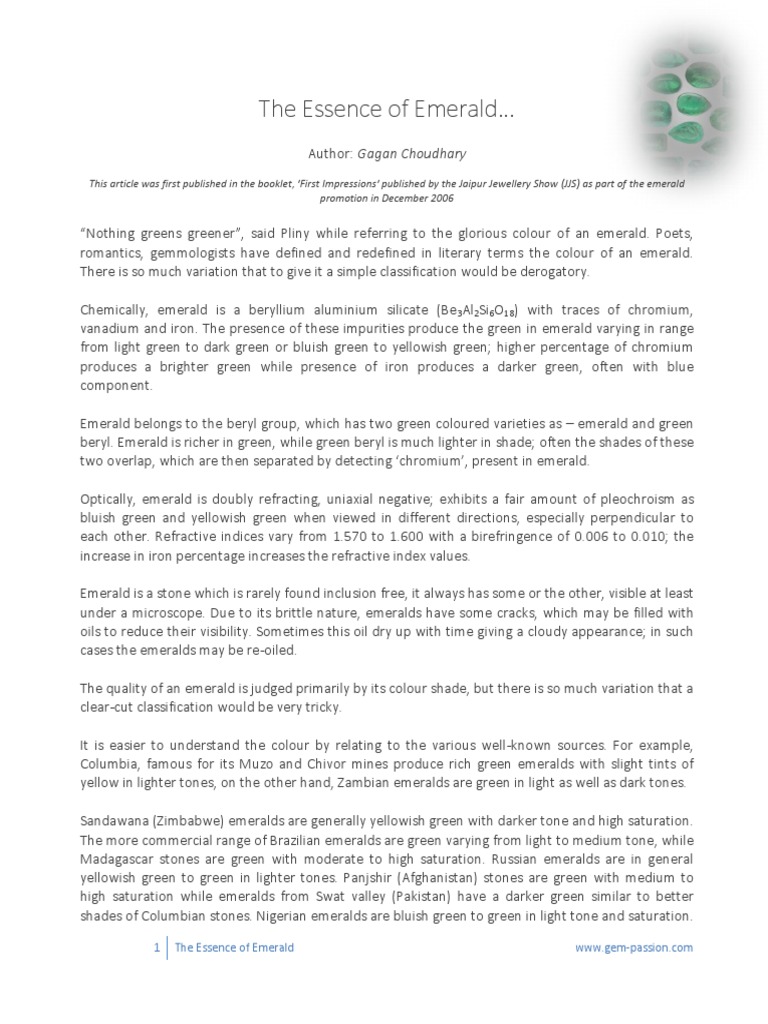 The Essence of Emerald | PDF