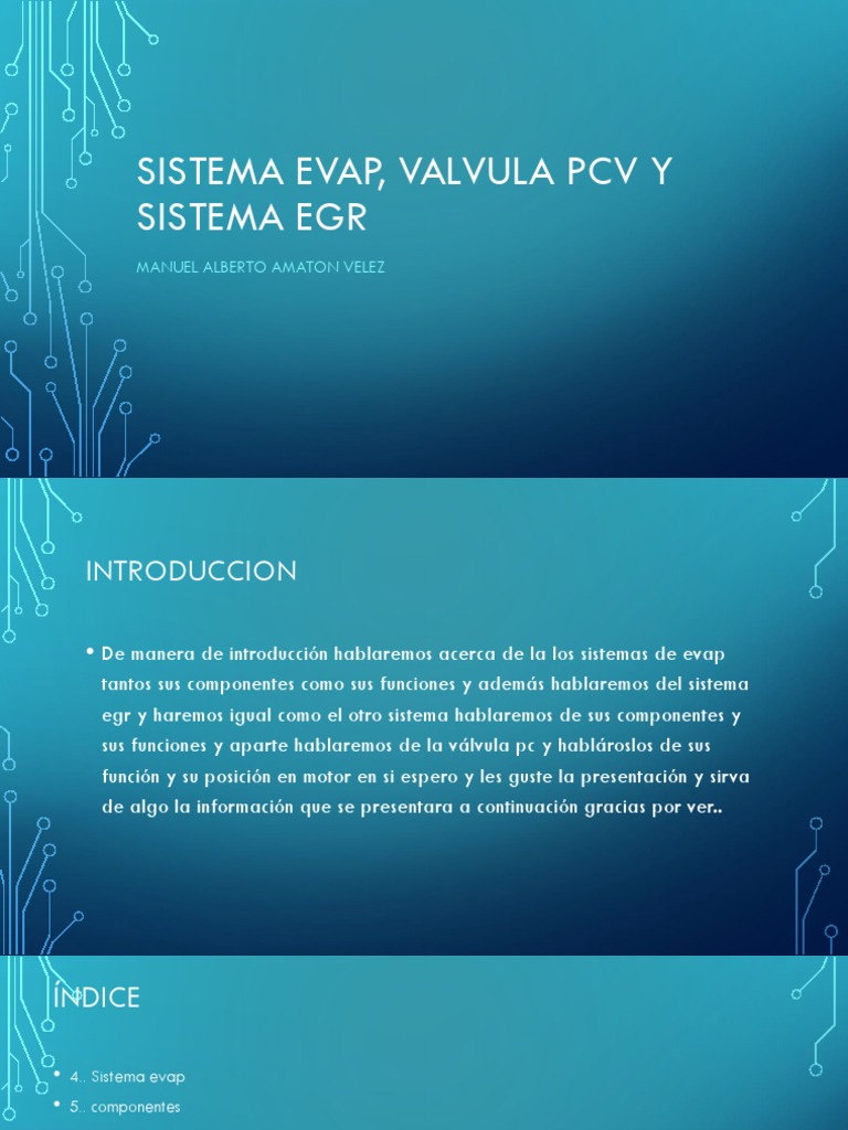 Sistema Evap, Valvula PCV y Sistema Egr PDF Química Ingeniería