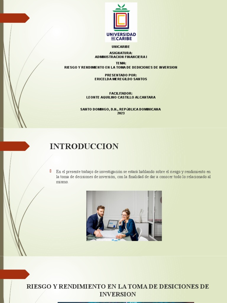 Riesgo y Rendimiento en La Toma de Desiciones de Inversion | PDF | Toma ...