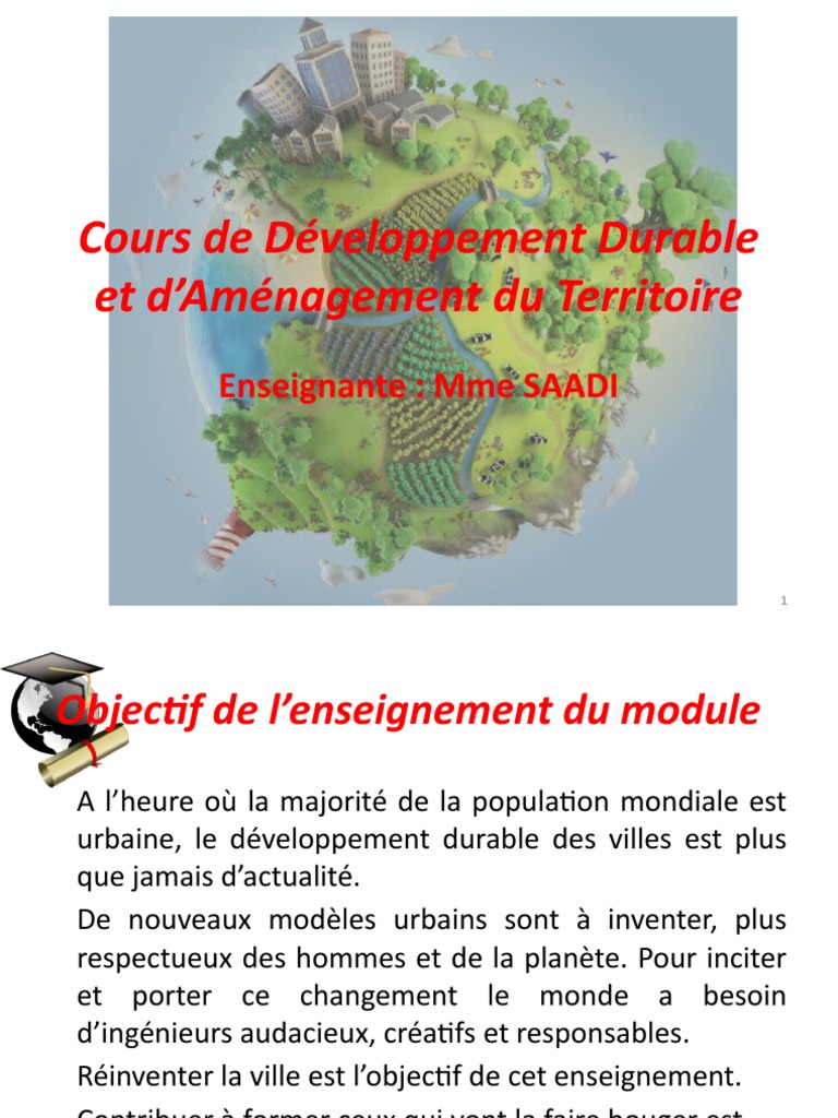 Cours de Développement Durable Et D'aménagement Du Territoire-2022 ...