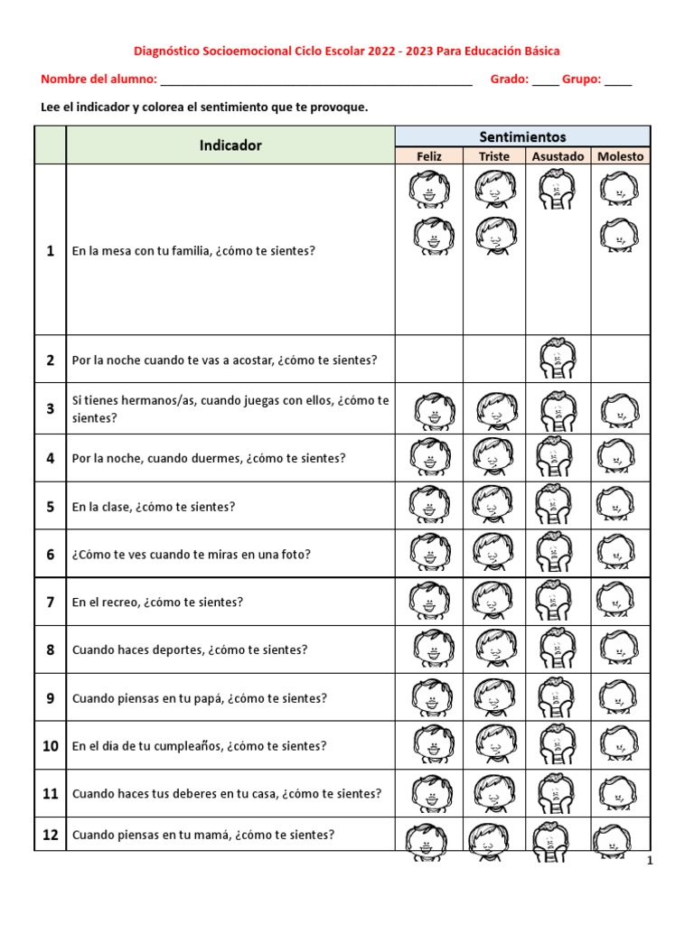 Diagnóstico Educación Socioemocional Niño MEX | PDF | Sicología ...