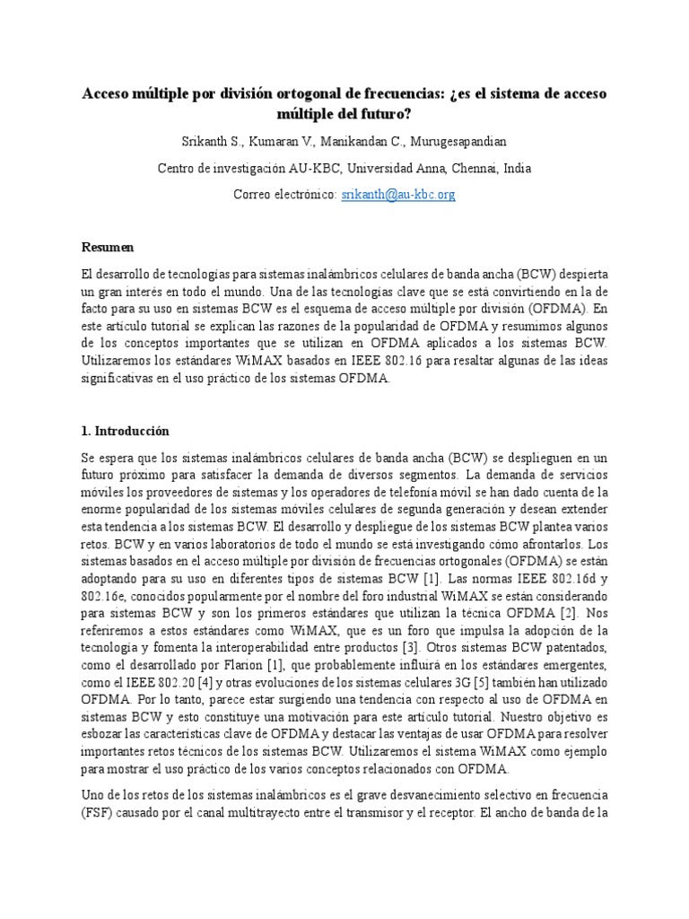 Acceso Múltiple Por División Ortogonal de Frecuencias PDF