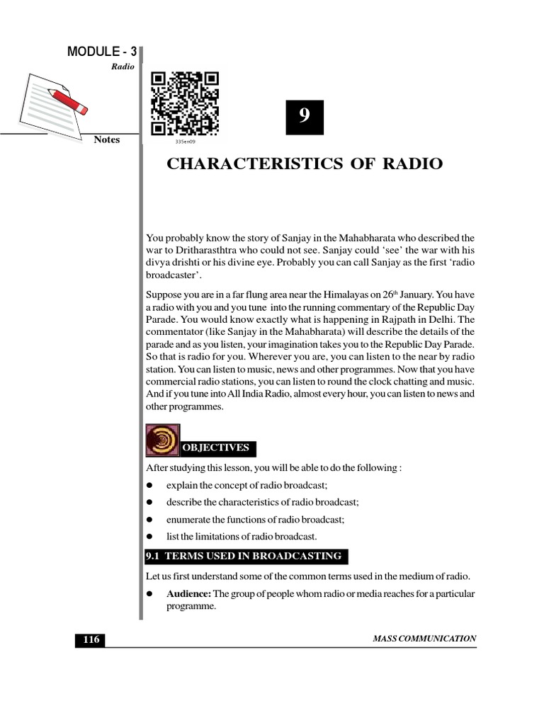 Characteristic of Radio PDF Radio Broadcasting
