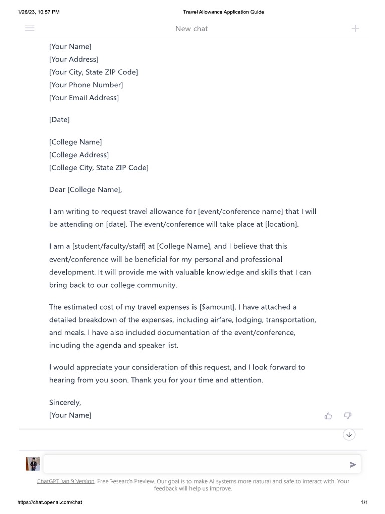 travel-allowance-letter-pdf