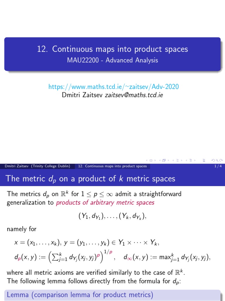 12 Products Continuity PDF Analysis Mathematical Logic