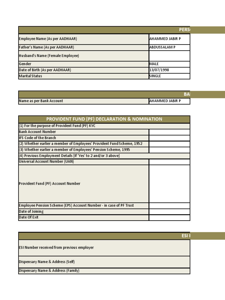 Employee Personal and Banking Details | PDF | Government | Economies