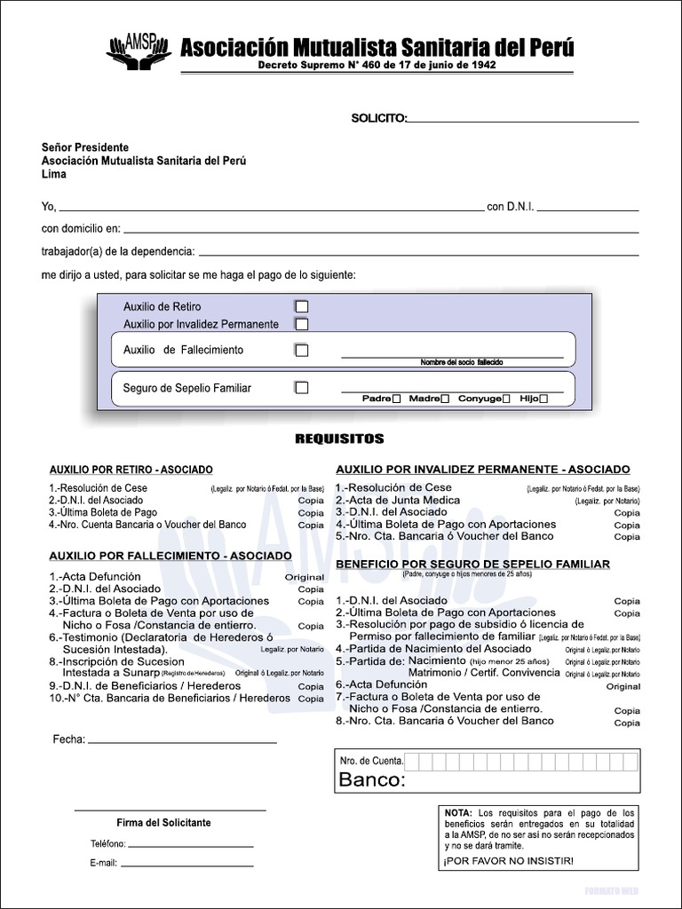 Formato Solicitud de Beneficio PDF