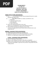 Class VI Civics Ch.3 WORKSHEET PDF