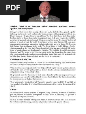 Stephen Covey is an American Author