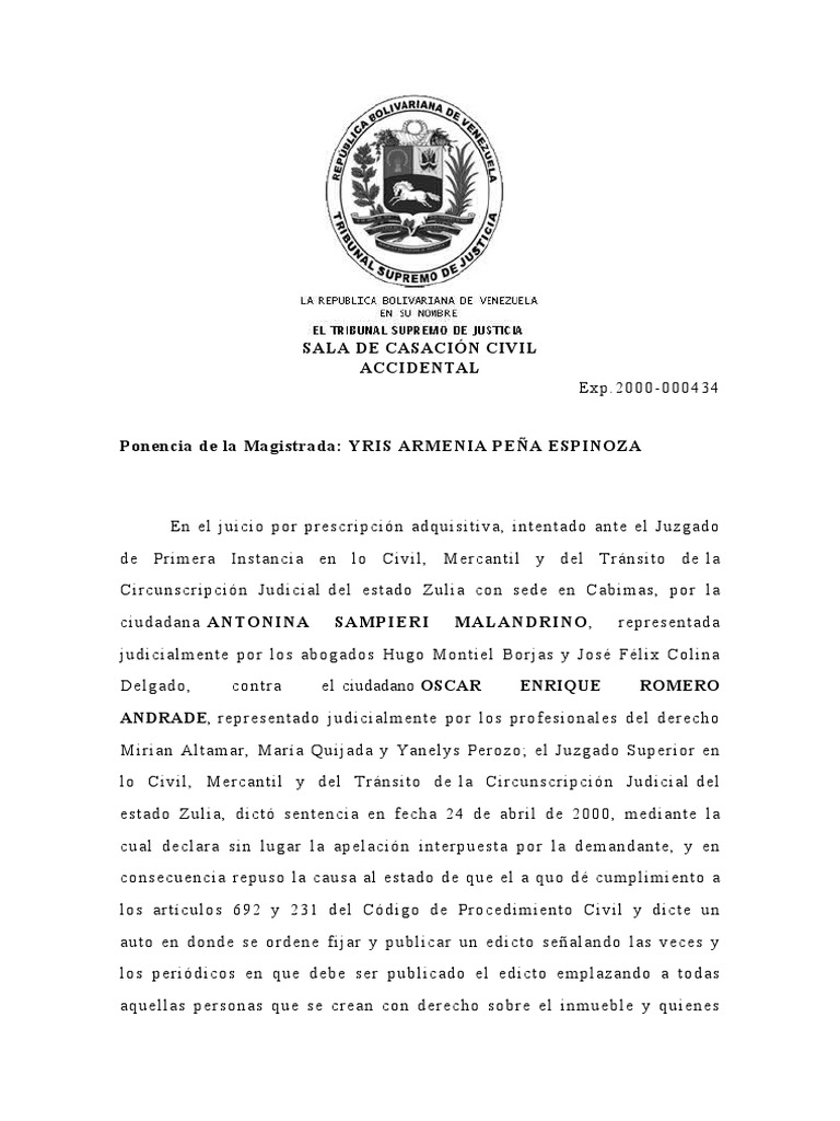 Sentencia precripcion art 392 y 231 pdf procedimiento civil