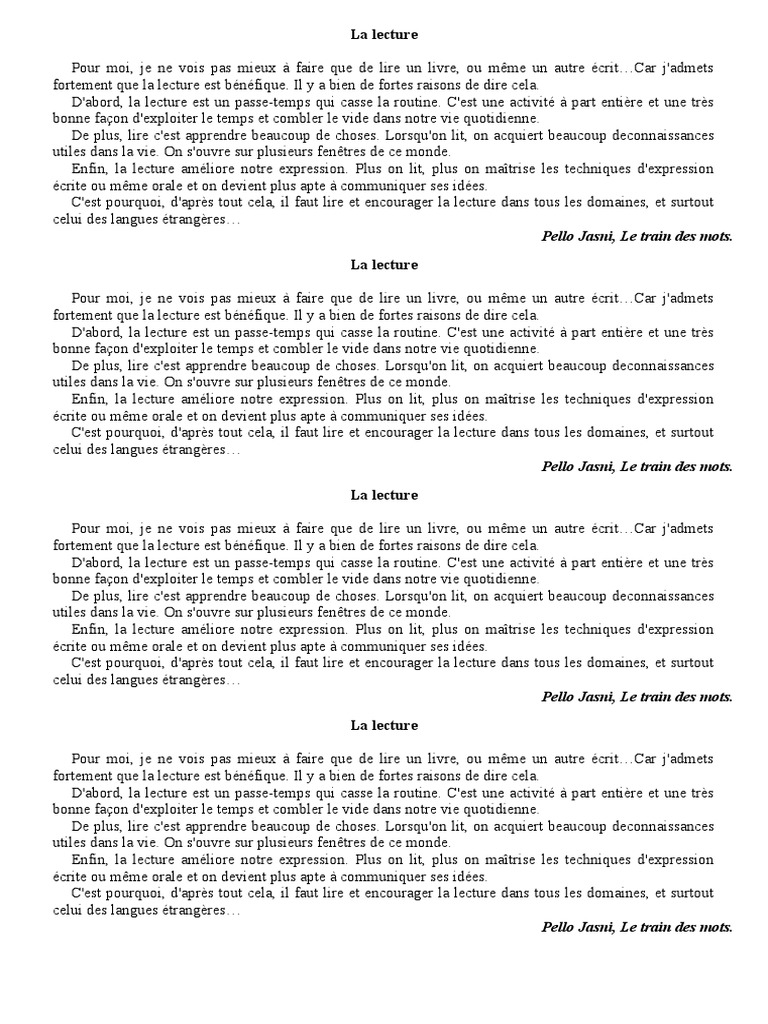 Les bienfaits de la lecture | PDF | Linguistique