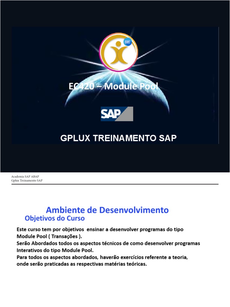 Treinamento Avançado em ABAP Module Pool | PDF | Ciência da Computação ...