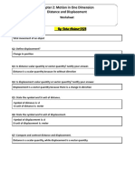 Week2 - Distance and Displacement Worksheet