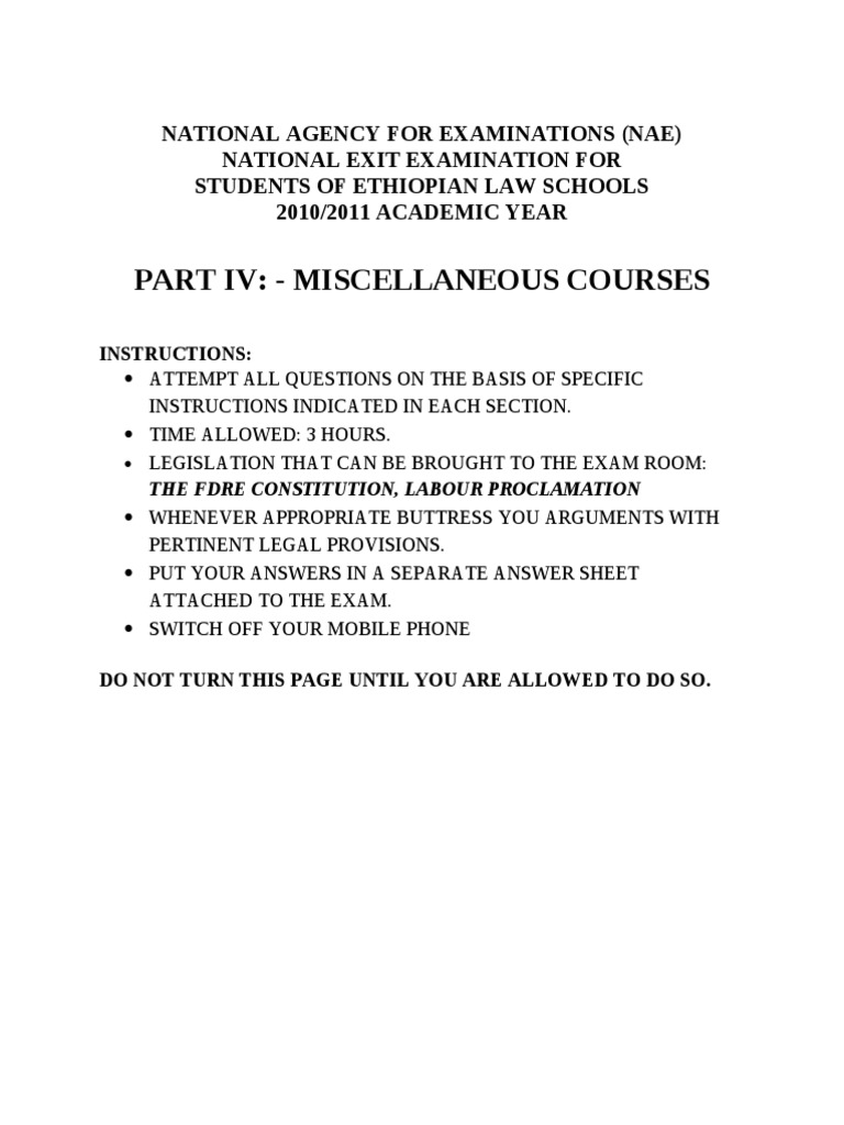Fillable ethiopian legal brief exit exam form 2 pdf jurisdiction