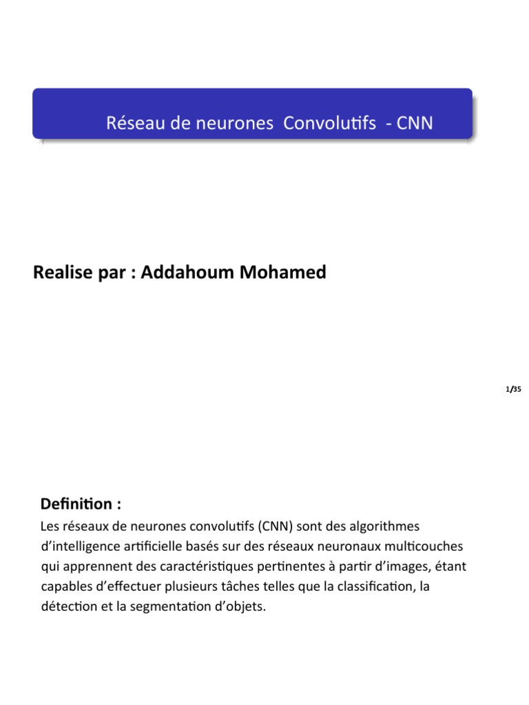 Introduction aux Réseaux de Neurones CNN | PDF