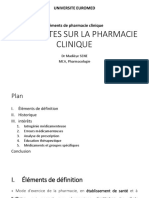 1 - Generalites Sur La Pharmacie Clinique