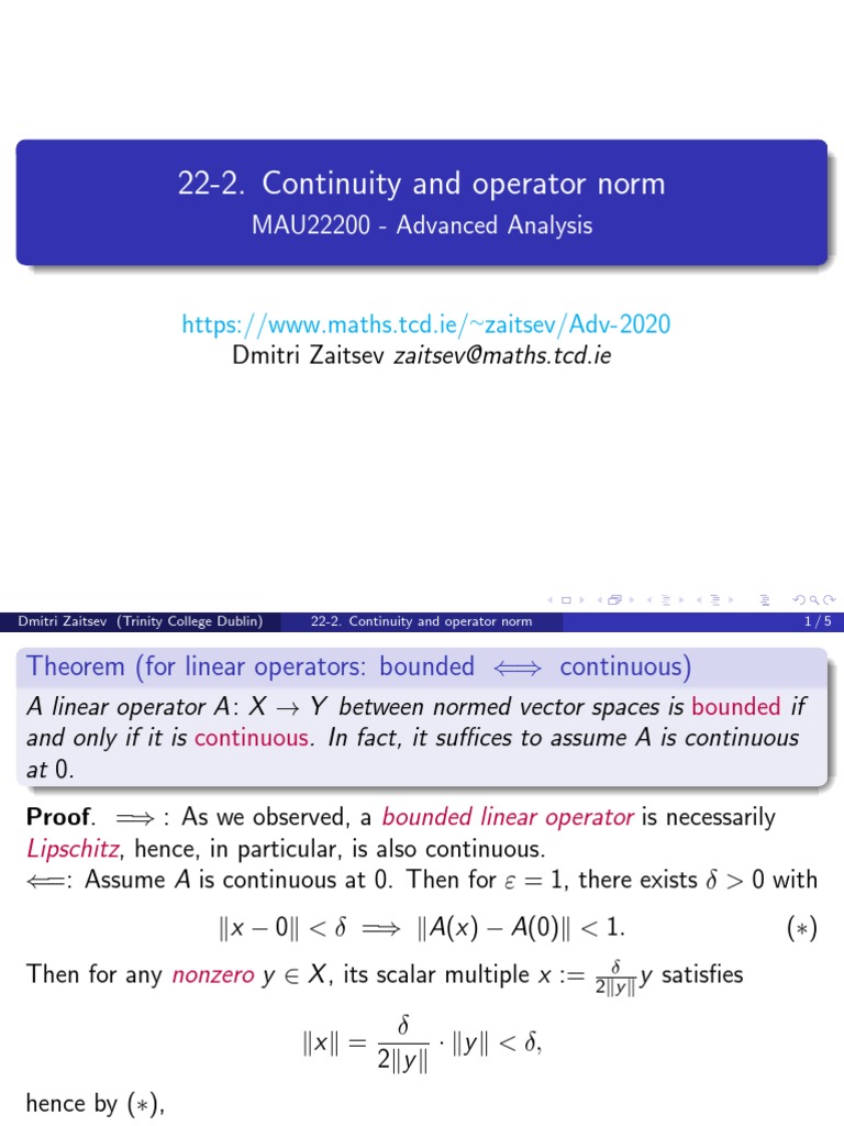 22 2 Continuity Operator Norm PDF Vector Space Linear Map